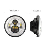 Skip to the end of the images gallery Skip to the beginning of the images gallery (2pcs/set) 7 Inch 45W Round LED light Black/Chrome (H4 Plug)