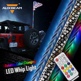 AuxBeam 1.2M/1.5M Flag Pole RGB Rotating Color Changing Whip Light