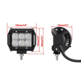 Auxbeam (2pcs/set) 4 inch LED Work Light Bar CREE Flood Beam - 18w 1800lm